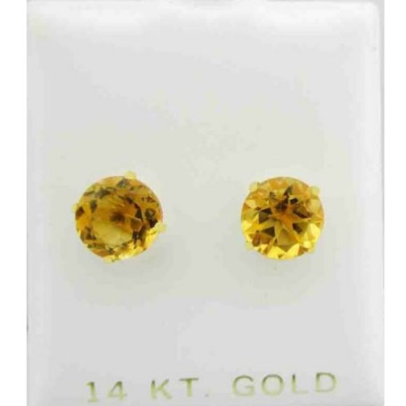Genuine 6.26 Cts Yellow Topaz Earrings 14k Gold